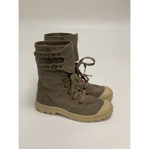PALLADIUM Women s Pampa Peloton Taupe Mid Boot Buckles Lace Up Sneaker Size 9